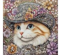 Umfarvt 5D Gato de moda Diamond Painting Kit Completo,diamond painting Art kit para Adultos,DIY Square Cristal Pintura de Diamante Bordado Punto de Cruz Manualidades para Decor Hogar 100x100cm