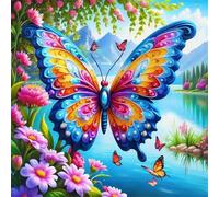 Umfarvt 5D Gorgeous Butterfly Diamond Painting Kits for Adults Kids,DIY Square Full Drill diamond art painting kits,Canvas Embroidery Diamond Art Craft for Home Wall Decor 20x20cm