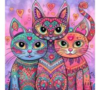 Umfarvt 5D Graffiti Cat Diamond Painting Kits for Adults Kids,DIY Round Full Drill diamond art painting kits,Canvas Embroidery Diamond Art Craft for Home Wall Decor 60x60cm