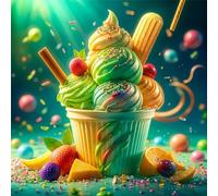 Umfarvt 5D Green Ice Cream Diamond Painting Kits for Adults Kids,DIY Square Full Drill diamond art painting kits,Canvas Embroidery Diamond Art Craft for Home Wall Decor 80x80cm