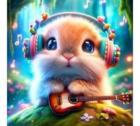 Umfarvt 5D Guitar Rabbit Diamond Painting Kits for Adults Kids,DIY Square Full Drill diamond art painting kits,Canvas Embroidery Diamond Art Craft for Home Wall Decor 50x50cm