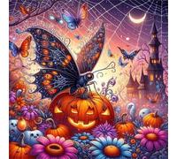 Umfarvt 5D Halloween Butterfly Diamond Painting Kits for Adults Kids,DIY Square Full Drill diamond art painting kits,Canvas Embroidery Diamond Art Craft for Home Wall Decor 30x30cm
