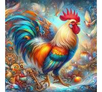 Umfarvt 5D Handsome Rooster Diamond Painting Kits for Adults Kids,DIY Round Full Drill diamond art painting kits,Canvas Embroidery Diamond Art Craft for Home Wall Decor 30x30cm