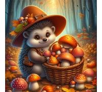Umfarvt 5D Hedgehog Mushroom Diamond Painting Kits for Adults Kids,DIY Square Full Drill diamond art painting kits,Canvas Embroidery Diamond Art Craft for Home Wall Decor 80x80cm