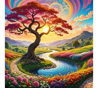 Umfarvt 5D Hill Wild Trees Diamond Painting Kits for Adults Kids,DIY Round Full Drill diamond art painting kits,Canvas Embroidery Diamond Art Craft for Home Wall Decor 100x100cm