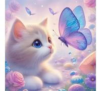 Umfarvt 5D Innocent Cat Diamond Painting Kits for Adults Kids,DIY Square Full Drill diamond art painting kits,Canvas Embroidery Diamond Art Craft for Home Wall Decor 40x40cm