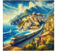 Umfarvt 5D Island Train Diamond Painting Kits for Adults Kids,DIY Round Full Drill diamond art painting kits,Canvas Embroidery Diamond Art Craft for Home Wall Decor 90x90cm