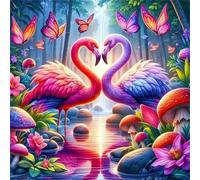 Umfarvt 5D Jungle Flamingo Diamond Painting Kits for Adults Kids,DIY Round Full Drill diamond art painting kits,Canvas Embroidery Diamond Art Craft for Home Wall Decor 70x70cm