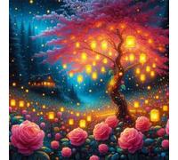 Umfarvt 5D Lantern Tree Diamond Painting Kits for Adults Kids,DIY Round Full Drill diamond art painting kits,Canvas Embroidery Diamond Art Craft for Home Wall Decor 40x40cm