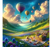 Umfarvt 5D Lawn Picnic Diamond Painting Kits for Adults Kids,DIY Square Full Drill diamond art painting kits,Canvas Embroidery Diamond Art Craft for Home Wall Decor 70x70cm