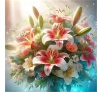 Umfarvt 5D Lirio de luz solar Diamond Painting Kit Completo,diamond painting Art kit para Adultos,DIY Round Cristal Pintura de Diamante Bordado Punto de Cruz Manualidades para Decor Hogar 100x100cm