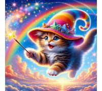 Umfarvt 5D Magic Cat Diamond Painting Kits for Adults Kids,DIY Square Full Drill diamond art painting kits,Canvas Embroidery Diamond Art Craft for Home Wall Decor 60x60cm