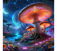 Umfarvt 5D Magic Mushroom Diamond Painting Kits for Adults Kids,DIY Square Full Drill diamond art painting kits,Canvas Embroidery Diamond Art Craft for Home Wall Decor 60x60cm