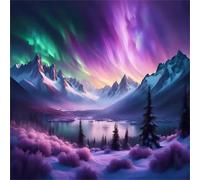 Umfarvt 5D Montaña Aurora Diamond Painting Kit Completo,diamond painting Art kit para Adultos,DIY Square Cristal Pintura de Diamante Bordado Punto de Cruz Manualidades para Decor Hogar 80x80cm