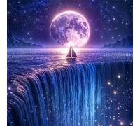 Umfarvt 5D Moon Boat Diamond Painting Kits for Adults Kids,DIY Square Full Drill diamond art painting kits,Canvas Embroidery Diamond Art Craft for Home Wall Decor 80x80cm