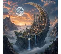 Umfarvt 5D Moon Castle Diamond Painting Kits for Adults Kids,DIY Square Full Drill diamond art painting kits,Canvas Embroidery Diamond Art Craft for Home Wall Decor 90x90cm