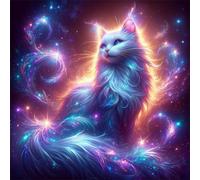 Umfarvt 5D Moonlit Cat Diamond Painting Kits for Adults Kids,DIY Round Full Drill diamond art painting kits,Canvas Embroidery Diamond Art Craft for Home Wall Decor 40x40cm