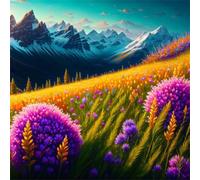 Umfarvt 5D Mountain Meadows Diamond Painting Kits for Adults Kids,DIY Square Full Drill diamond art painting kits,Canvas Embroidery Diamond Art Craft for Home Wall Decor 60x60cm