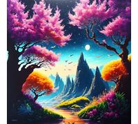 Umfarvt 5D Mountain Peak Tree Diamond Painting Kits for Adults Kids,DIY Square Full Drill diamond art painting kits,Canvas Embroidery Diamond Art Craft for Home Wall Decor 30x30cm