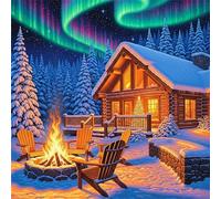 Umfarvt 5D Mountain Villa Diamond Painting Kits for Adults Kids,DIY Round Full Drill diamond art painting kits,Canvas Embroidery Diamond Art Craft for Home Wall Decor 30x30cm