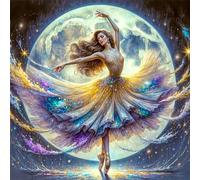 Umfarvt 5D Mujer Ballet Lunar Diamond Painting Kit Completo,diamond painting Art kit para Adultos,DIY Round Cristal Pintura de Diamante Bordado Punto de Cruz Manualidades para Decor Hogar 80x80cm