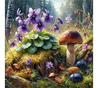 Umfarvt 5D Mushroom Flower Diamond Painting Kits for Adults Kids,DIY Square Full Drill diamond art painting kits,Canvas Embroidery Diamond Art Craft for Home Wall Decor 50x50cm