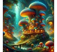 Umfarvt 5D Mushroom House Diamond Painting Kits for Adults Kids,DIY Square Full Drill diamond art painting kits,Canvas Embroidery Diamond Art Craft for Home Wall Decor 60x60cm