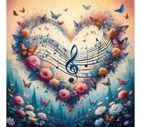 Umfarvt 5D Musical Note Flower Diamond Painting Kits for Adults Kids,DIY Round Full Drill diamond art painting kits,Canvas Embroidery Diamond Art Craft for Home Wall Decor 90x90cm