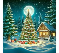 Umfarvt 5D Noche de invierno Diamond Painting Kit Completo,diamond painting Art kit para Adultos,DIY Round Cristal Pintura de Diamante Bordado Punto de Cruz Manualidades para Decor Hogar 90x90cm