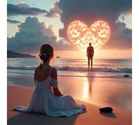 Umfarvt 5D Pareja en la playa Diamond Painting Kit Completo,diamond painting Art kit para Adultos,DIY Round Cristal Pintura de Diamante Bordado Punto de Cruz Manualidades para Decor Hogar 50x50cm