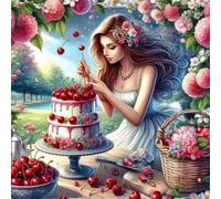 Umfarvt 5D Park Fruit Cake Diamond Painting Kits for Adults Kids,DIY Round Full Drill diamond art painting kits,Canvas Embroidery Diamond Art Craft for Home Wall Decor 80x80cm