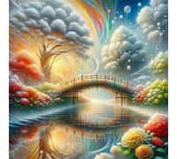 Umfarvt 5D Peony Bridge Diamond Painting Kits for Adults Kids,DIY Square Full Drill diamond art painting kits,Canvas Embroidery Diamond Art Craft for Home Wall Decor 80x80cm
