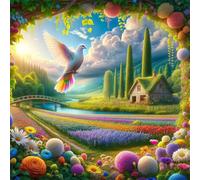 Umfarvt 5D Pigeon Garden Diamond Painting Kits for Adults Kids,DIY Square Full Drill diamond art painting kits,Canvas Embroidery Diamond Art Craft for Home Wall Decor 90x90cm