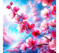 Umfarvt 5D Pink Flower Diamond Painting Kits for Adults Kids,DIY Square Full Drill diamond art painting kits,Canvas Embroidery Diamond Art Craft for Home Wall Decor 60x60cm