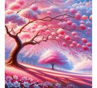 Umfarvt 5D Pink Tree Diamond Painting Kits for Adults Kids,DIY Square Full Drill diamond art painting kits,Canvas Embroidery Diamond Art Craft for Home Wall Decor 100x100cm