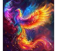 Umfarvt 5D Red Phoenix Diamond Painting Kits for Adults Kids,DIY Round Full Drill diamond art painting kits,Canvas Embroidery Diamond Art Craft for Home Wall Decor 50x50cm