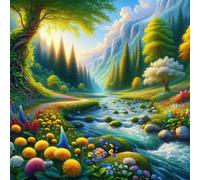 Umfarvt 5D River Ecology Diamond Painting Kits for Adults Kids,DIY Round Full Drill diamond art painting kits,Canvas Embroidery Diamond Art Craft for Home Wall Decor 80x80cm