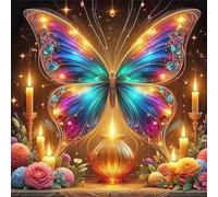 Umfarvt 5D Rose Candle Butterfly Diamond Painting Kits for Adults Kids,DIY Square Full Drill diamond art painting kits,Canvas Embroidery Diamond Art Craft for Home Wall Decor 50x50cm