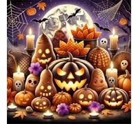 Umfarvt 5D Scary Pumpkin Diamond Painting Kits for Adults Kids,DIY Round Full Drill diamond art painting kits,Canvas Embroidery Diamond Art Craft for Home Wall Decor 50x50cm