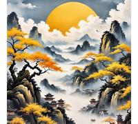 Umfarvt 5D Scenery Mountain Diamond Painting Kits for Adults Kids,DIY Square Full Drill diamond art painting kits,Canvas Embroidery Diamond Art Craft for Home Wall Decor 100x100cm