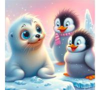 Umfarvt 5D Seals Penguins Diamond Painting Kits for Adults Kids,DIY Square Full Drill diamond art painting kits,Canvas Embroidery Diamond Art Craft for Home Wall Decor 40x40cm