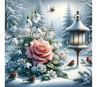 Umfarvt 5D Snow Rose Birds Diamond Painting Kits for Adults Kids,DIY Square Full Drill diamond art painting kits,Canvas Embroidery Diamond Art Craft for Home Wall Decor 80x80cm