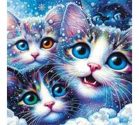 Umfarvt 5D Snowflake Cat Diamond Painting Kits for Adults Kids,DIY Square Full Drill diamond art painting kits,Canvas Embroidery Diamond Art Craft for Home Wall Decor 30x30cm
