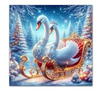 Umfarvt 5D Snowy Night Swan Diamond Painting Kits for Adults Kids,DIY Square Full Drill diamond art painting kits,Canvas Embroidery Diamond Art Craft for Home Wall Decor 50x50cm