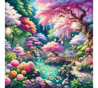 Umfarvt 5D Spring Pond Diamond Painting Kits for Adults Kids,DIY Round Full Drill diamond art painting kits,Canvas Embroidery Diamond Art Craft for Home Wall Decor 50x50cm