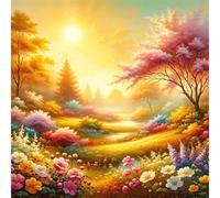 Umfarvt 5D Spring Wildflowers Diamond Painting Kits for Adults Kids,DIY Round Full Drill diamond art painting kits,Canvas Embroidery Diamond Art Craft for Home Wall Decor 30x30cm