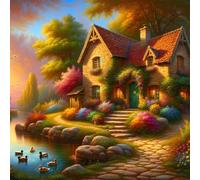 Umfarvt 5D Stone House Diamond Painting Kits for Adults Kids,DIY Square Full Drill diamond art painting kits,Canvas Embroidery Diamond Art Craft for Home Wall Decor 90x90cm
