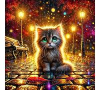 Umfarvt 5D Street Cat Diamond Painting Kits for Adults Kids,DIY Square Full Drill diamond art painting kits,Canvas Embroidery Diamond Art Craft for Home Wall Decor 100x100cm