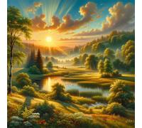 Umfarvt 5D Sun Tree Grove Diamond Painting Kits for Adults Kids,DIY Square Full Drill diamond art painting kits,Canvas Embroidery Diamond Art Craft for Home Wall Decor 40x40cm