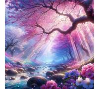 Umfarvt 5D Sunlight Tree Diamond Painting Kits for Adults Kids,DIY Round Full Drill diamond art painting kits,Canvas Embroidery Diamond Art Craft for Home Wall Decor 60x60cm